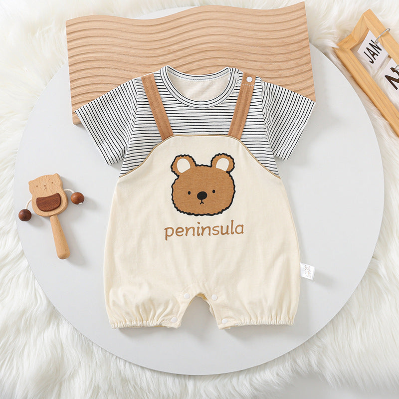 Why Every Baby Needs the Cartoon Bear Print Baby Short Sleeve Rompers